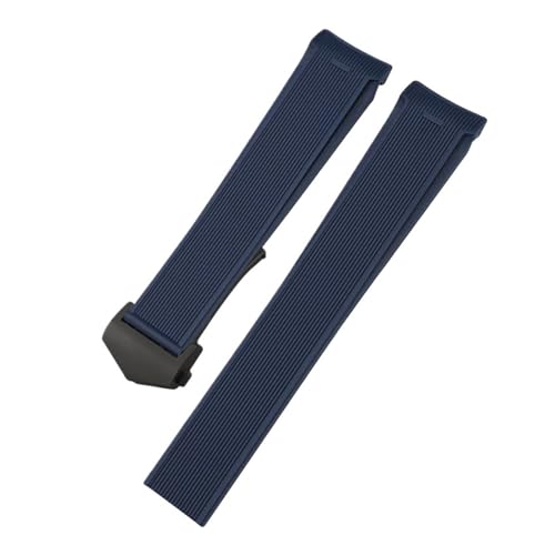 TLCBAZCF 20 mm 22 mm Naturkautschuk-Silikon-Uhrenarmband, kompatibel mit Tag Heuer CARRERA AQUARACER 300 Taucherarmband, schwarz-braunes Uhrenarmband(Blue-Black Buckle,20mm) von TLCBAZCF