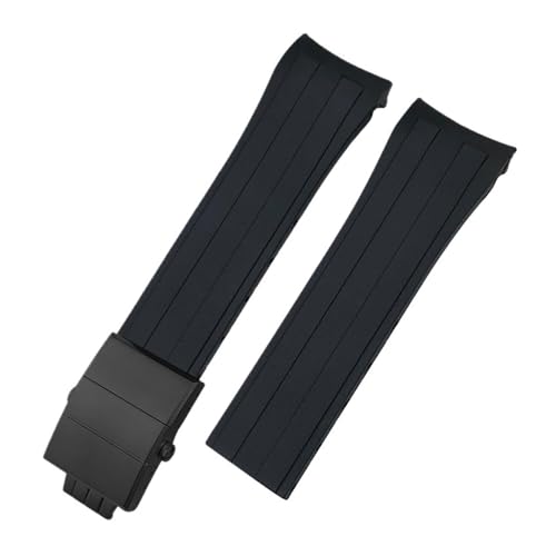 TLCBAZCF 21 mm 22 mm Silikonkautschuk-Uhrenarmband, kompatibel mit MIDO Navigator Ocean Starfish M026430 Longines Hydroconquest, schwarz-blaues Uhrenarmband(Black-Black,22mm) von TLCBAZCF