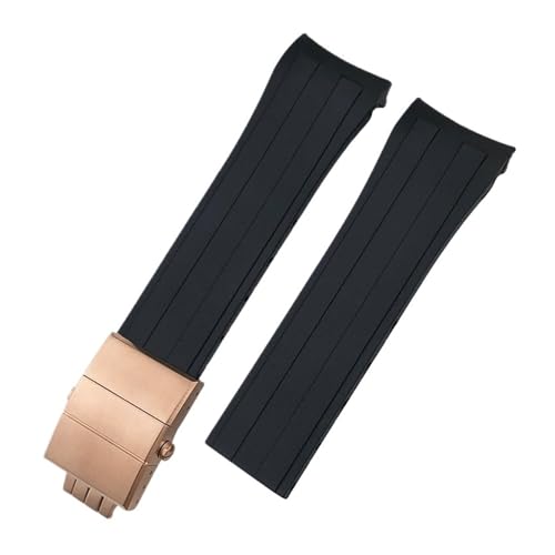 TLCBAZCF 21 mm 22 mm Silikonkautschuk-Uhrenarmband, kompatibel mit MIDO Navigator Ocean Starfish M026430 Longines Hydroconquest, schwarz-blaues Uhrenarmband(Black-Rose,22mm) von TLCBAZCF