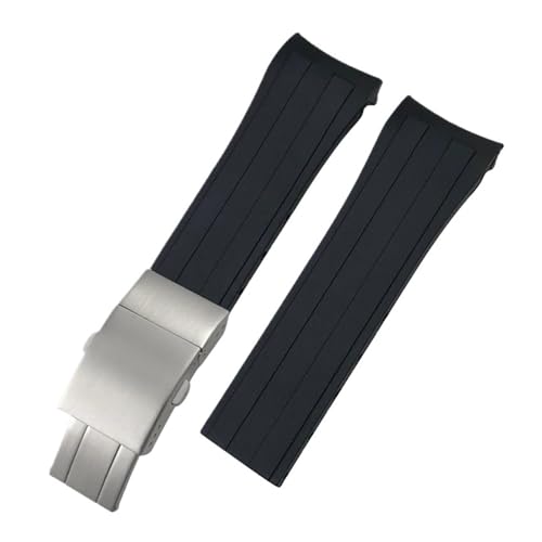 TLCBAZCF 21 mm 22 mm Silikonkautschuk-Uhrenarmband, kompatibel mit MIDO Navigator Ocean Starfish M026430 Longines Hydroconquest, schwarz-blaues Uhrenarmband(Black Style 1,21mm) von TLCBAZCF