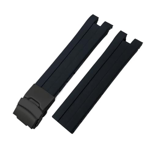 TLCBAZCF 21 mm Silikonkautschuk-Armband, kompatibel mit Tissot T076 T-Race T-Sport T076417, schwarz, rot, orange, Uhrenarmband, Faltschließe(Black-Black) von TLCBAZCF