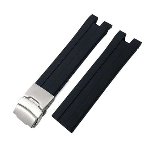 TLCBAZCF 21 mm Silikonkautschuk-Armband, kompatibel mit Tissot T076 T-Race T-Sport T076417, schwarz, rot, orange, Uhrenarmband, Faltschließe(Black-Silver) von TLCBAZCF