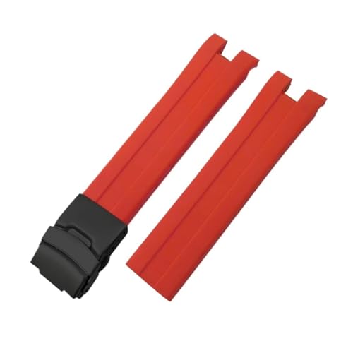 TLCBAZCF 21 mm Silikonkautschuk-Armband, kompatibel mit Tissot T076 T-Race T-Sport T076417, schwarz, rot, orange, Uhrenarmband, Faltschließe(Red-Black) von TLCBAZCF