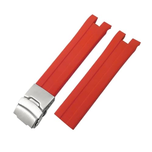 TLCBAZCF 21 mm Silikonkautschuk-Armband, kompatibel mit Tissot T076 T-Race T-Sport T076417, schwarz, rot, orange, Uhrenarmband, Faltschließe(Red-Silver) von TLCBAZCF