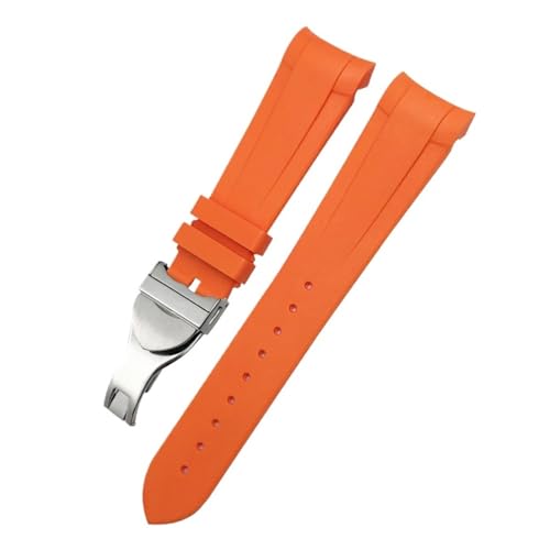 TLCBAZCF 22 mm 21 mm 20 mm Gummi-Silikon-Uhrenarmband, kompatibel mit Tudor Black Bay 1958 Pelagos 41 mm, schwarzes Sportarmband(Orange Folding,20mm) von TLCBAZCF