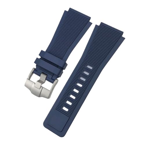 TLCBAZCF 23 mm 24 mm Gummi-Silikon-Uhrenarmband, kompatibel mit Bell Ross BR01 BR03-Serie, Breitling Super Chronomat B01-Uhrenarmband(Blue,23mm) von TLCBAZCF