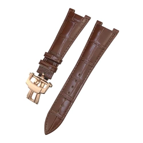 TLCBAZCF 25 * 13mm Lederarmband Kompatibel Mit Patek Philippe 5711 5712G Nautilus Braun Schwarz Blau Weiches Uhrenarmband(Brwon Rose) von TLCBAZCF