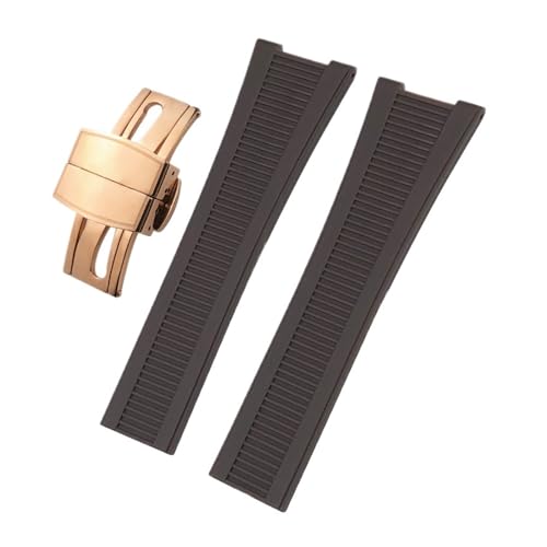 TLCBAZCF 25 mm 13 mm Gummi-Silikon-Armband kompatibel mit Patek Philippe Nautilus PP 5711 5726 5712 5980 Schwarz Blau Braun Weiches Uhrenarmband(Brown-Rose) von TLCBAZCF
