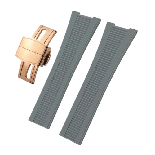 TLCBAZCF 25 mm 13 mm Gummi-Silikon-Armband kompatibel mit Patek Philippe Nautilus PP 5711 5726 5712 5980 Schwarz Blau Braun Weiches Uhrenarmband(Gray-Rose) von TLCBAZCF