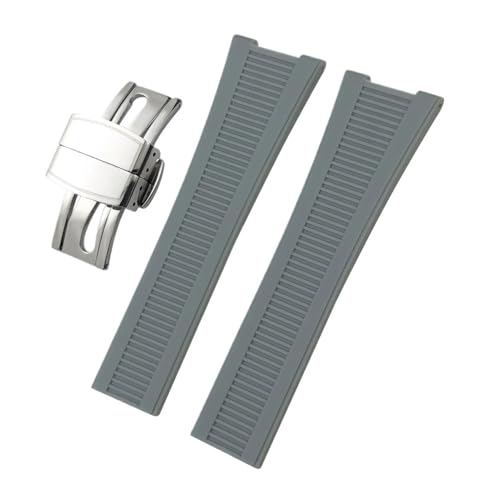 TLCBAZCF 25 mm 13 mm Gummi-Silikon-Armband kompatibel mit Patek Philippe Nautilus PP 5711 5726 5712 5980 Schwarz Blau Braun Weiches Uhrenarmband(Gray-Silver) von TLCBAZCF