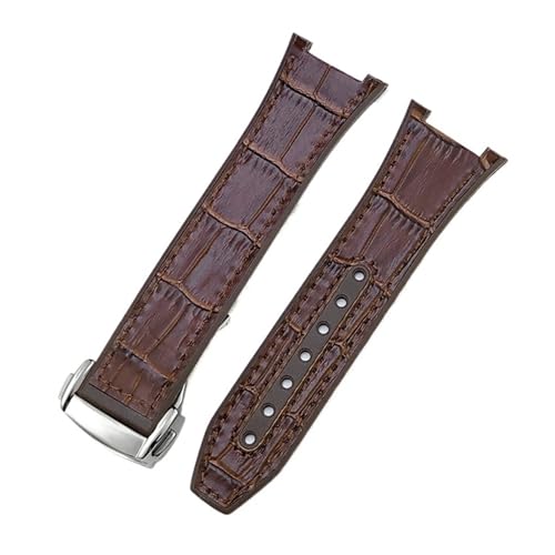 TLCBAZCF 25 x 14 m Lederschicht-Uhrenarmband mit Gummiunterseite, kompatibel mit dem Uhrenarmband der Omega Constellation 41 mm Observatory Series(Black Gray) von TLCBAZCF