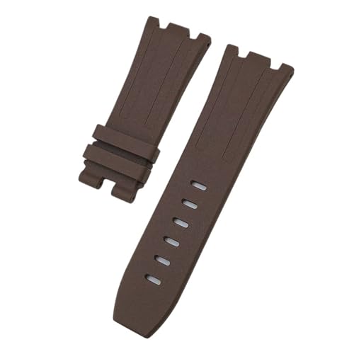 TLCBAZCF 28 mm 30 mm weiches Uhrenarmband aus Fluorkautschuk, kompatibel mit AP-Uhren, Audemars Piguet Royal Oak Offshore 15703 15710, Riemenwerkzeuge(Brown No Clasp,28mm) von TLCBAZCF