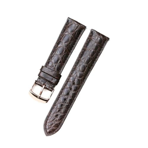 TLCBAZCF Black Dark Brown Round Grain Alligator Leather Watch Bands Men Women Watch Accessories With Pin Buckle(Dark Brown with rs,14mm) von TLCBAZCF