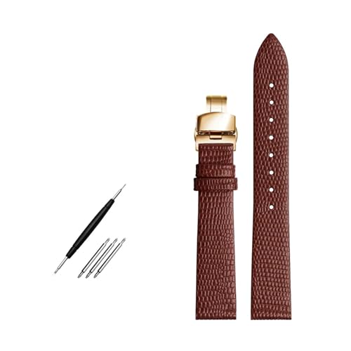 TLCBAZCF Eidechsenmuster Lederarmband 14mm 16mm 18mm 20mm Uhrenarmband Damen Uhrenarmband dünnes Bettelarmband rote Farbe(Brown gold buckle,20mm) von TLCBAZCF
