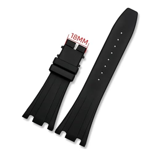 TLCBAZCF Gummi-Uhrenarmband, kompatibel mit AP Aibi Royal Oak Offshore, schwarzes, schweißfestes Uhrenarmband mit konkav-konvexer Öffnung, 28 mm, Herrenarmband(Black-No Buckle) von TLCBAZCF