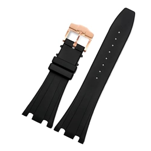 TLCBAZCF Gummi-Uhrenarmband, kompatibel mit AP Aibi Royal Oak Offshore, schwarzes, schweißfestes Uhrenarmband mit konkav-konvexer Öffnung, 28 mm, Herrenarmband(Black-Rose-K13) von TLCBAZCF