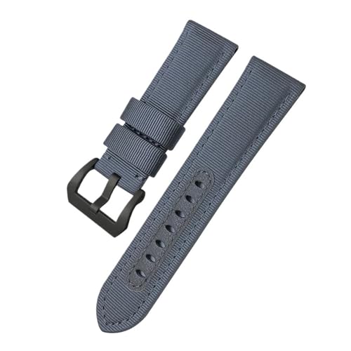 TLCBAZCF Kompatibel mit Panerai 24 mm Nylon-Uhrenarmband, kompatibel mit LUMINOR SUBMERSIBLE PAM01287 01288 01289, blau-grün-graues Canvas-Stoffarmband(Gray black) von TLCBAZCF