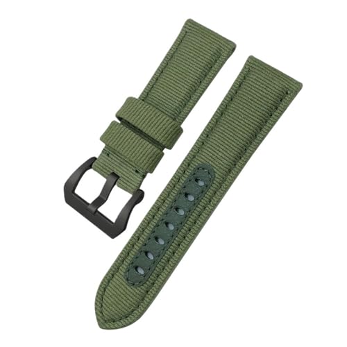 TLCBAZCF Kompatibel mit Panerai 24 mm Nylon-Uhrenarmband, kompatibel mit LUMINOR SUBMERSIBLE PAM01287 01288 01289, blau-grün-graues Canvas-Stoffarmband(Green black) von TLCBAZCF