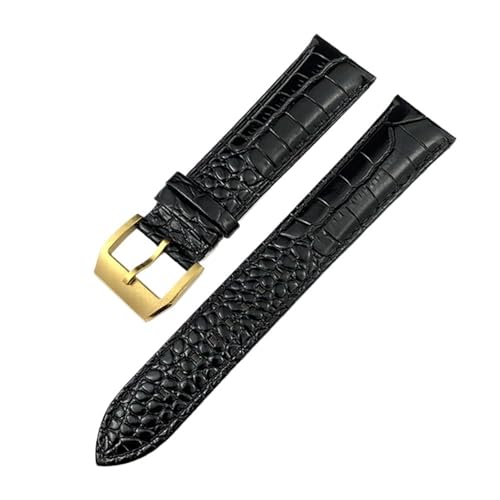 TLCBAZCF Lederarmband kompatibel mit Omega Seamaster 300 De Ville kompatibel mit Tissot kompatibel mit Longines Uhrenarmband mit Krokodilmuster(Black-gold,22mm) von TLCBAZCF