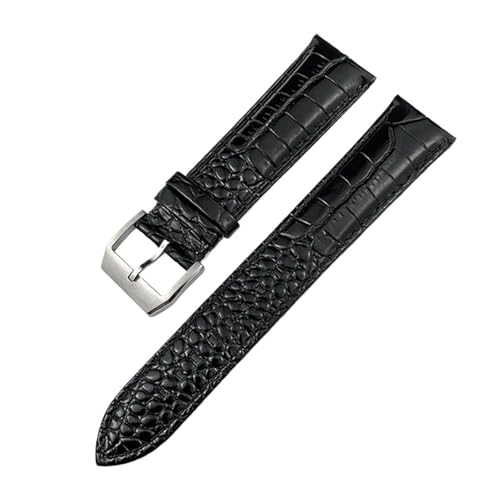 TLCBAZCF Lederarmband kompatibel mit Omega Seamaster 300 De Ville kompatibel mit Tissot kompatibel mit Longines Uhrenarmband mit Krokodilmuster(Black-silver,22mm) von TLCBAZCF