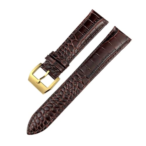 TLCBAZCF Lederarmband kompatibel mit Omega Seamaster 300 De Ville kompatibel mit Tissot kompatibel mit Longines Uhrenarmband mit Krokodilmuster(Brown-gold,19mm) von TLCBAZCF