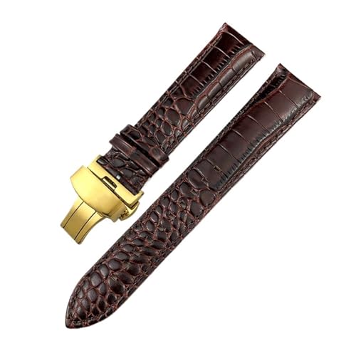 TLCBAZCF Lederarmband kompatibel mit Omega Seamaster 300 De Ville kompatibel mit Tissot kompatibel mit Longines Uhrenarmband mit Krokodilmuster(Brown-gold 1,22mm) von TLCBAZCF