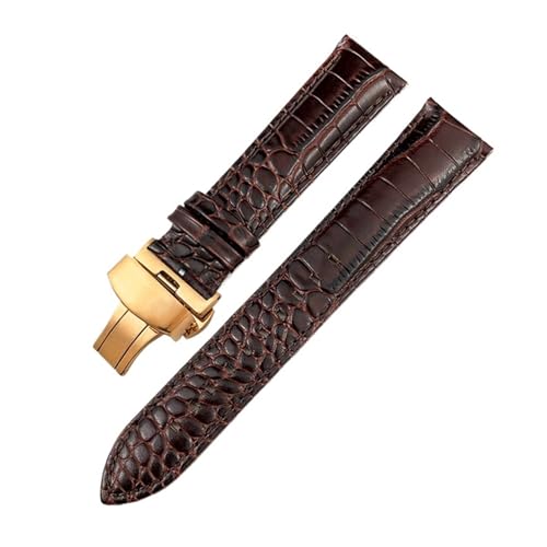 TLCBAZCF Lederarmband kompatibel mit Omega Seamaster 300 De Ville kompatibel mit Tissot kompatibel mit Longines Uhrenarmband mit Krokodilmuster(Brown-rose 1,22mm) von TLCBAZCF