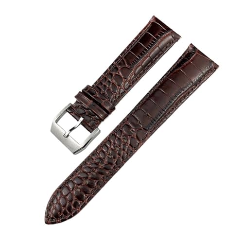 TLCBAZCF Lederarmband kompatibel mit Omega Seamaster 300 De Ville kompatibel mit Tissot kompatibel mit Longines Uhrenarmband mit Krokodilmuster(Brown-silver,20mm) von TLCBAZCF
