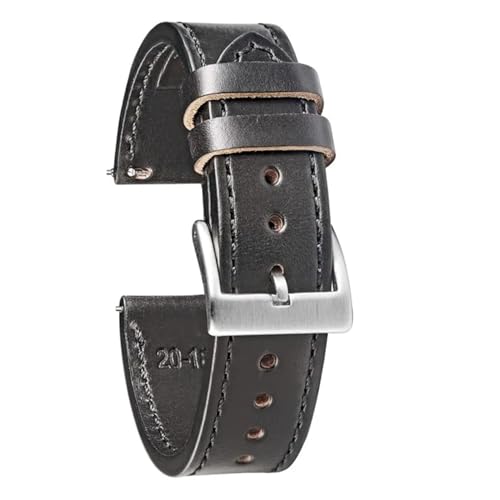 TLCBAZCF Lederbänder Braun Soft Wrap Handgefertigte Pferdeleder-Armbänder 18mm 20mm 22mm(HB117BLK,22mm) von TLCBAZCF