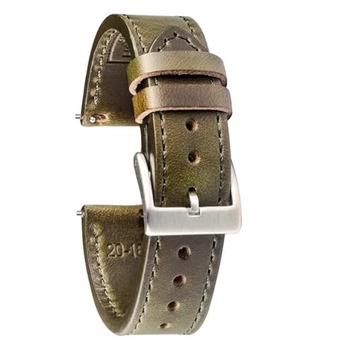 TLCBAZCF Lederbänder Braun Soft Wrap Handgefertigte Pferdeleder-Armbänder 18mm 20mm 22mm(HB117GRN,22mm) von TLCBAZCF