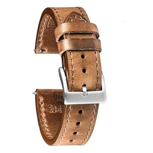 TLCBAZCF Lederbänder Braun Soft Wrap Handgefertigte Pferdeleder-Armbänder 18mm 20mm 22mm(HB117NTL,20mm) von TLCBAZCF