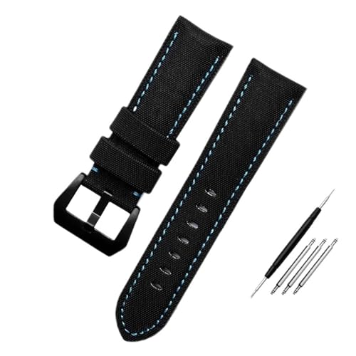 TLCBAZCF Nylon-Carbonfaser-Armband kompatibel mit Panerai PAM1661 441 Uhr GT2 Magic2 BELL ROSS 22/24/26MM Blau-Schwarz-Uhrenarmband(Black-blue-black,22mm) von TLCBAZCF