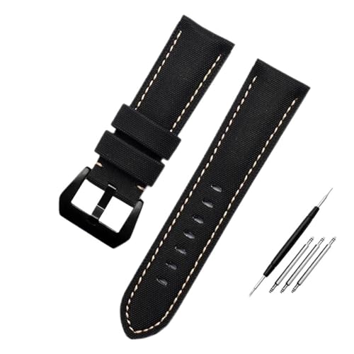TLCBAZCF Nylon-Carbonfaser-Armband kompatibel mit Panerai PAM1661 441 Uhr GT2 Magic2 BELL ROSS 22/24/26MM Blau-Schwarz-Uhrenarmband(Black-white-black,22mm) von TLCBAZCF