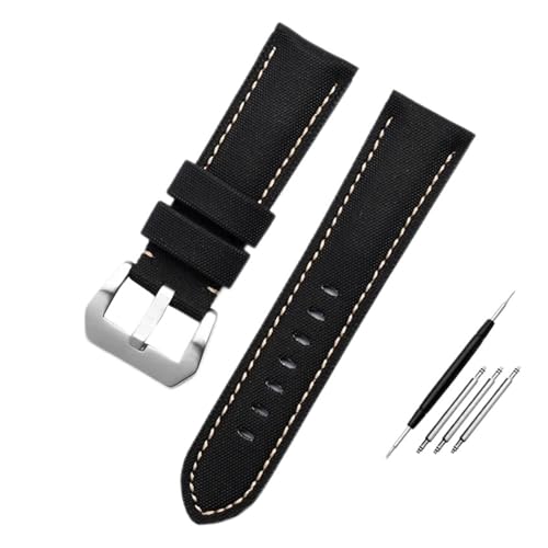 TLCBAZCF Nylon-Carbonfaser-Armband kompatibel mit Panerai PAM1661 441 Uhr GT2 Magic2 BELL ROSS 22/24/26MM Blau-Schwarz-Uhrenarmband(Black -white-silver,24mm) von TLCBAZCF