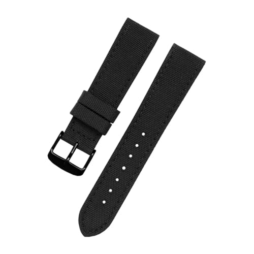 TLCBAZCF Nylon-Uhrenarmband, kompatibel mit I-WC CITIZEN SKX007 SKX009, Armband 18 19 20 21 2223 24 mm, Uhrenarmband, bequemes Lederfutterband(Black black buckle,21mm) von TLCBAZCF