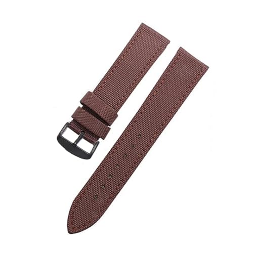 TLCBAZCF Nylon-Uhrenarmband, kompatibel mit I-WC CITIZEN SKX007 SKX009, Armband 18 19 20 21 2223 24 mm, Uhrenarmband, bequemes Lederfutterband(Brown black buckle,24mm) von TLCBAZCF