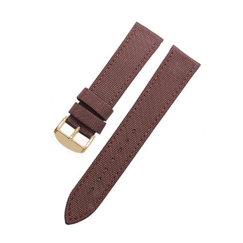 TLCBAZCF Nylon-Uhrenarmband, kompatibel mit I-WC CITIZEN SKX007 SKX009, Armband 18 19 20 21 2223 24 mm, Uhrenarmband, bequemes Lederfutterband(Brown gold buckle,19mm) von TLCBAZCF
