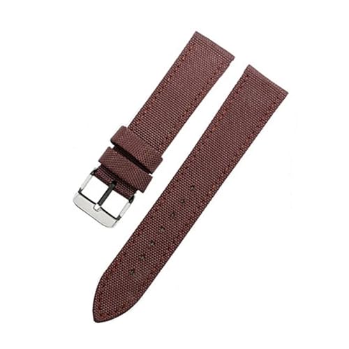 TLCBAZCF Nylon-Uhrenarmband, kompatibel mit I-WC CITIZEN SKX007 SKX009, Armband 18 19 20 21 2223 24 mm, Uhrenarmband, bequemes Lederfutterband(Brown silver buckle,23mm) von TLCBAZCF