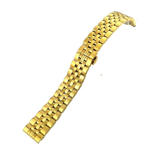 TLCBAZCF Uhrenarmband aus Edelstahl mit sechs gebogenen Perlen, kompatibel mit Tudor, kompatibel mit Tissot, kompatibel mit Longines, silbernes Roségold, schwarzes Armband(Gold,22mm) von TLCBAZCF