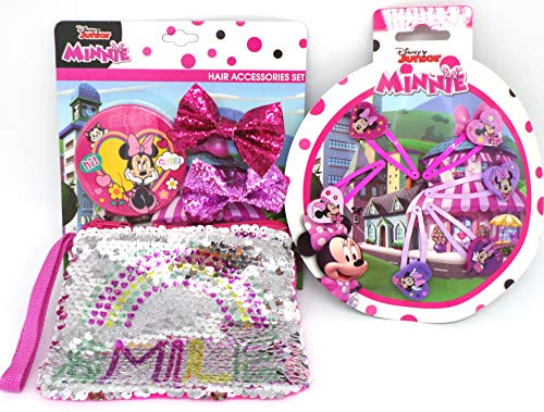 TDL Disney Minnie Mouse Geschenkset Spiegel + Pailletten Geldbörse + 2 Schleifen + 6 Haarklips - Offiziell Lizensiert - Mirror + Sequin Purse + 2 Bows + 6 Hair Clips - Gift Bundle von TLD