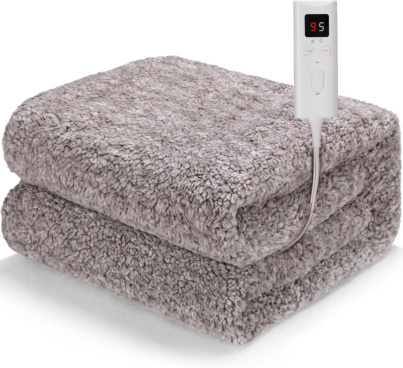 TLGREEN Heizdecke mit Abschaltautomatik,130x180 cm Flauschige Wärmedecke, 9 Temperaturstufen, 1~5 Stunden Timer, Waschbar, Überhitzungsschutz, Kuscheldecke für Sofa Büro von TLGREEN