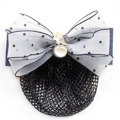 Haarnetz mit Schleife und Haarspange Damen-Arbeitsplatten-Haarnetz, Krankenschwester-Bank-Flug-Haarspangen für Banken Hotels Restaurant Mitarbeiter(Colour 1,Style 2) von TLMDXTEU