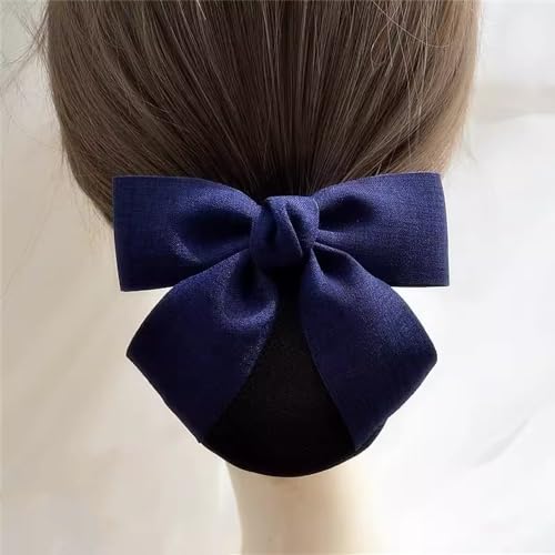 Haarnetz mit Schleife und Haarspange Damen Haarnetz Flight Work Mesh Bow Haarschmuck für Banken Hotels Restaurant Mitarbeiter(Blau) von TLMDXTEU