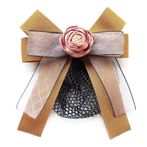 Haarnetz mit Schleife und Haarspange Damen-Haarnetz mit Schleife, Blumen-Haarspangen für Banken Hotels Restaurant Mitarbeiter(Gelb,Style 2) von TLMDXTEU