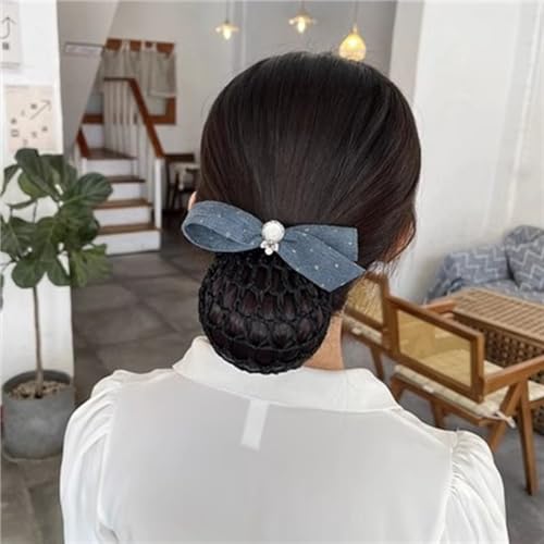 Haarnetz mit Schleife und Haarspange Damen Hochsteckfrisur Haarschleife Haarnetz Arbeitskopfschmuck Haar für Banken Hotels Restaurant Mitarbeiter(Colour 2) von TLMDXTEU