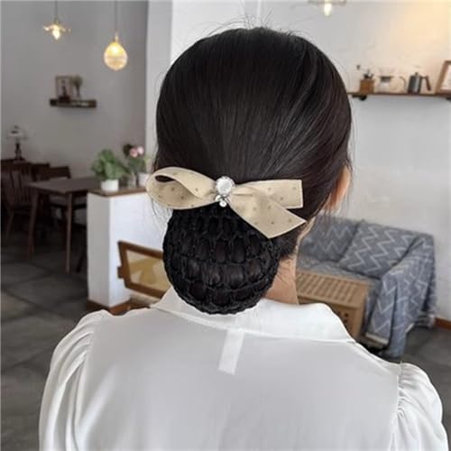 Haarnetz mit Schleife und Haarspange Damen Hochsteckfrisur Haarschleife Haarnetz Arbeitskopfschmuck Haar für Banken Hotels Restaurant Mitarbeiter(Colour 3) von TLMDXTEU