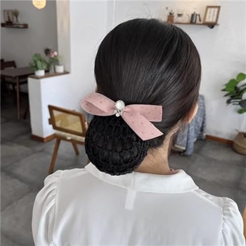 Haarnetz mit Schleife und Haarspange Damen Hochsteckfrisur Haarschleife Haarnetz Arbeitskopfschmuck Haar für Banken Hotels Restaurant Mitarbeiter(Colour 4) von TLMDXTEU