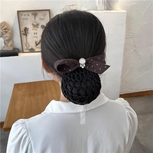 Haarnetz mit Schleife und Haarspange Damen Hochsteckfrisur Haarschleife Haarnetz Arbeitskopfschmuck Haar für Banken Hotels Restaurant Mitarbeiter(Colour 6) von TLMDXTEU