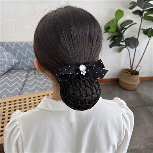 Haarnetz mit Schleife und Haarspange Damen Hochsteckfrisur Haarschleife Haarnetz Arbeitskopfschmuck Haar für Banken Hotels Restaurant Mitarbeiter(Colour 7) von TLMDXTEU