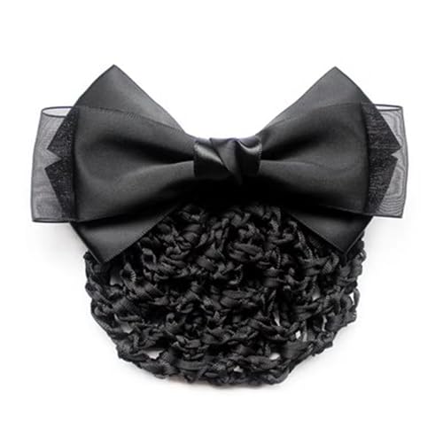 Haarnetz mit Schleife und Haarspange Damen Schleife Seide Schleier Kopf Blume Haarnetz Frauen Dutt Abdeckung, für Banken Hotels Restaurant Mitarbeiter(Colour 3,Style 1) von TLMDXTEU